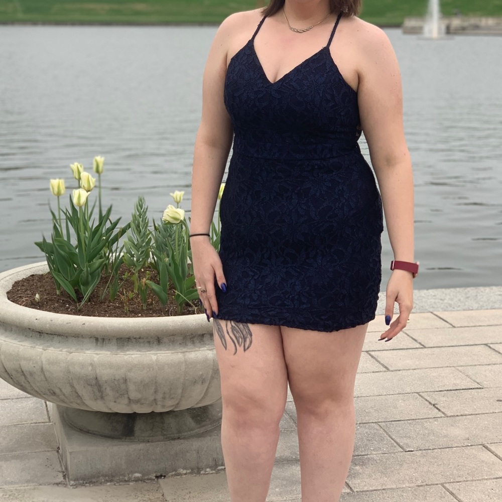 size 15 Navy Blue Glitter mini dress